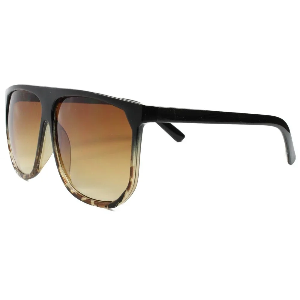 Oversized Classic Retro Hip Hop Rapper Style Sunglasses Black & Tortoise Frame
